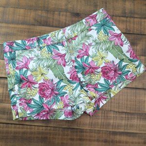 H&M Flat Front Floral Print Chino Shorts, 6